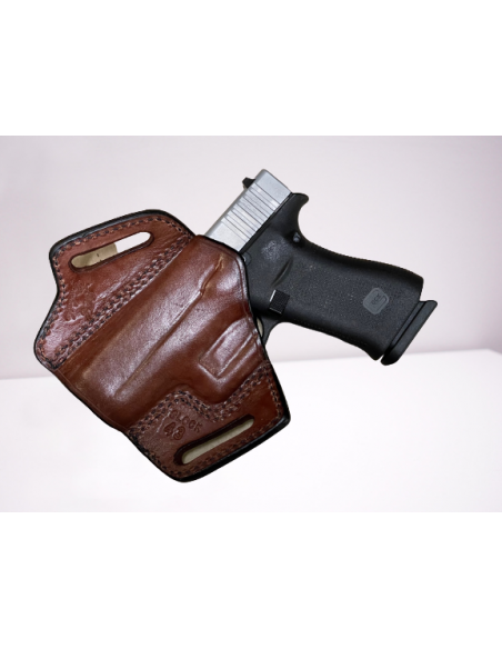 HOLSTER JMC OWB (OUTSIDE WAIST BAND) FAUVE POUR GLOCK 43 GEN4 DROITIER