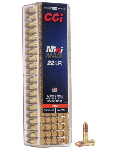 Munitions CCI MINI MAG 22LR Cuivrée RN - Haute vélocité par 100