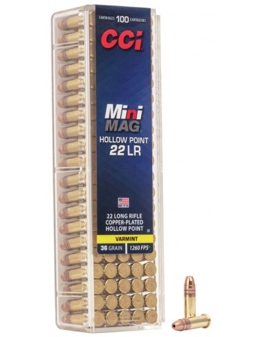 Munitions CCI MINI MAG 22LR Cuivrée HP - Haute vélocité par 100