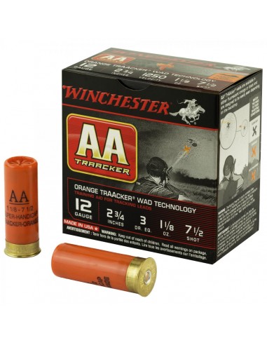 MUNITIONS WINCHESTER CAL 12/70 TRACKER HEAVY ORANGE 32G P7 * BOITE DE 25