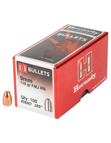 BALLE HORNADY 9MM 115 GR FMJ RN  35557