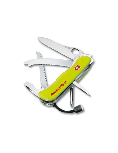 COUTEAU SUISSE VICTORINOX RESCUE TOOL ONE HAND FLUO A DENTS