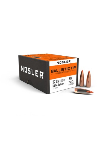 BALLE NOSLER 224 55GR BALLISTIC TIP...