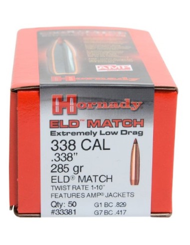 BALLE HORNADY 338 285 GR ELD-MATCH...