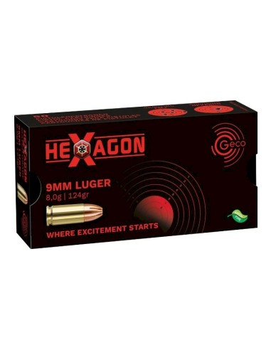 MUNITION GECO 9MM PARA HEXAGON 124GR...