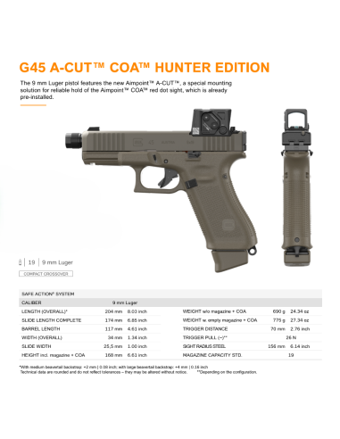 PISTOLET GLOCK 45 HUNTER EDITION...