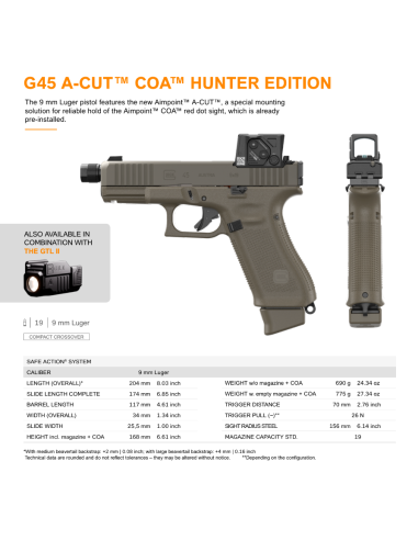 PISTOLET GLOCK 45 HUNTER EDITION...