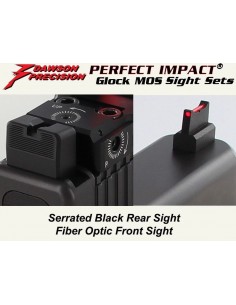 Set Hausse Acier et Guidon Fibre Optique DAWSON pour GLOCK MOS