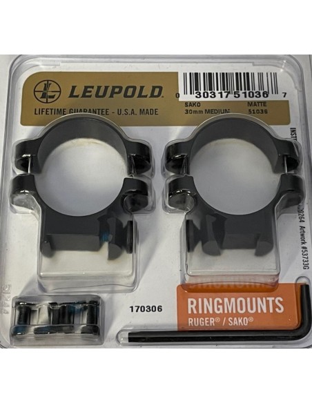 Colliers LEUPOLD  diamètre 30mm pour carabines SAKO et RUGER
